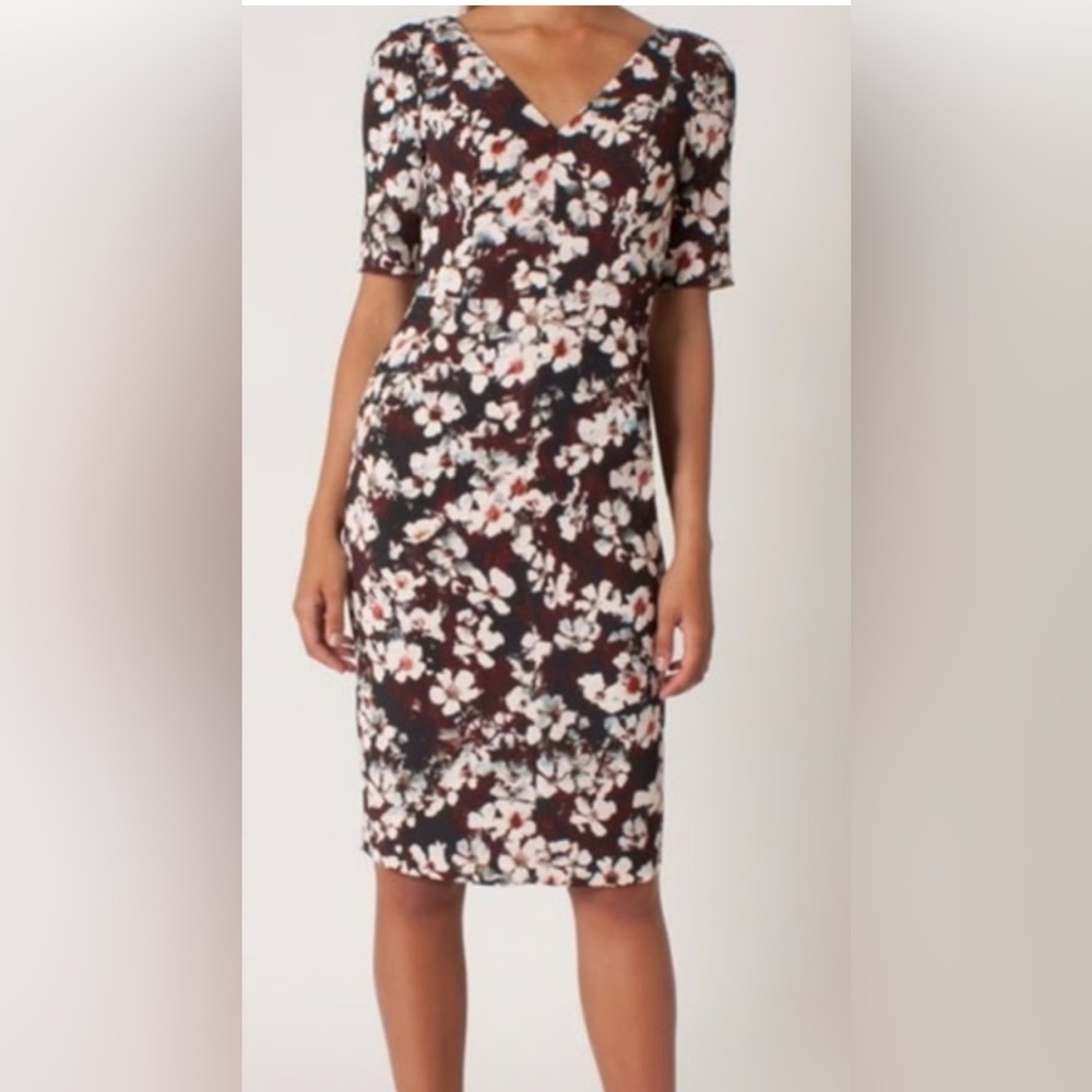 Black Halo Floral Midi Dress - Size 10 - Great wedding guest dress!